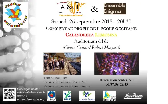CONCERT AML & ENIGMA au profit de la Calandreta Lemosina